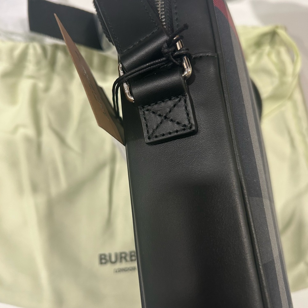 Burberry Black and Gray Plaid Messenger Bag - Picture 7 of 8